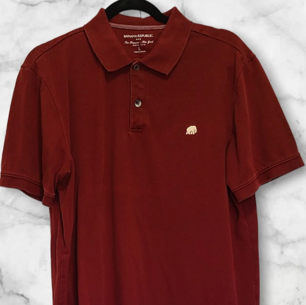 Banana Republic polo shirt elephant‎ piq brick men's large